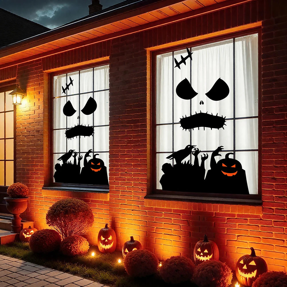 Stickers Porte & Fenêtre Halloween Mazzed collés sur une porte d'entrée