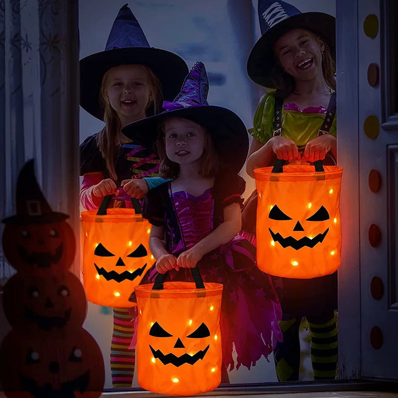 Seau à Bonbons Halloween XXL Lumineux LED - anse et format, Mazzed
