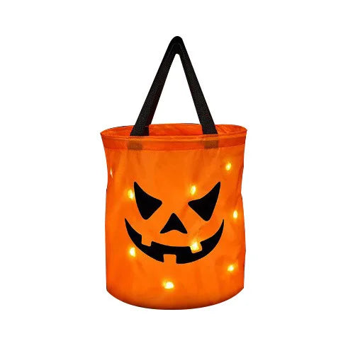 Seau à Bonbons Halloween XXL Lumineux LED - lumières LED visibles dans le seau, Mazzed