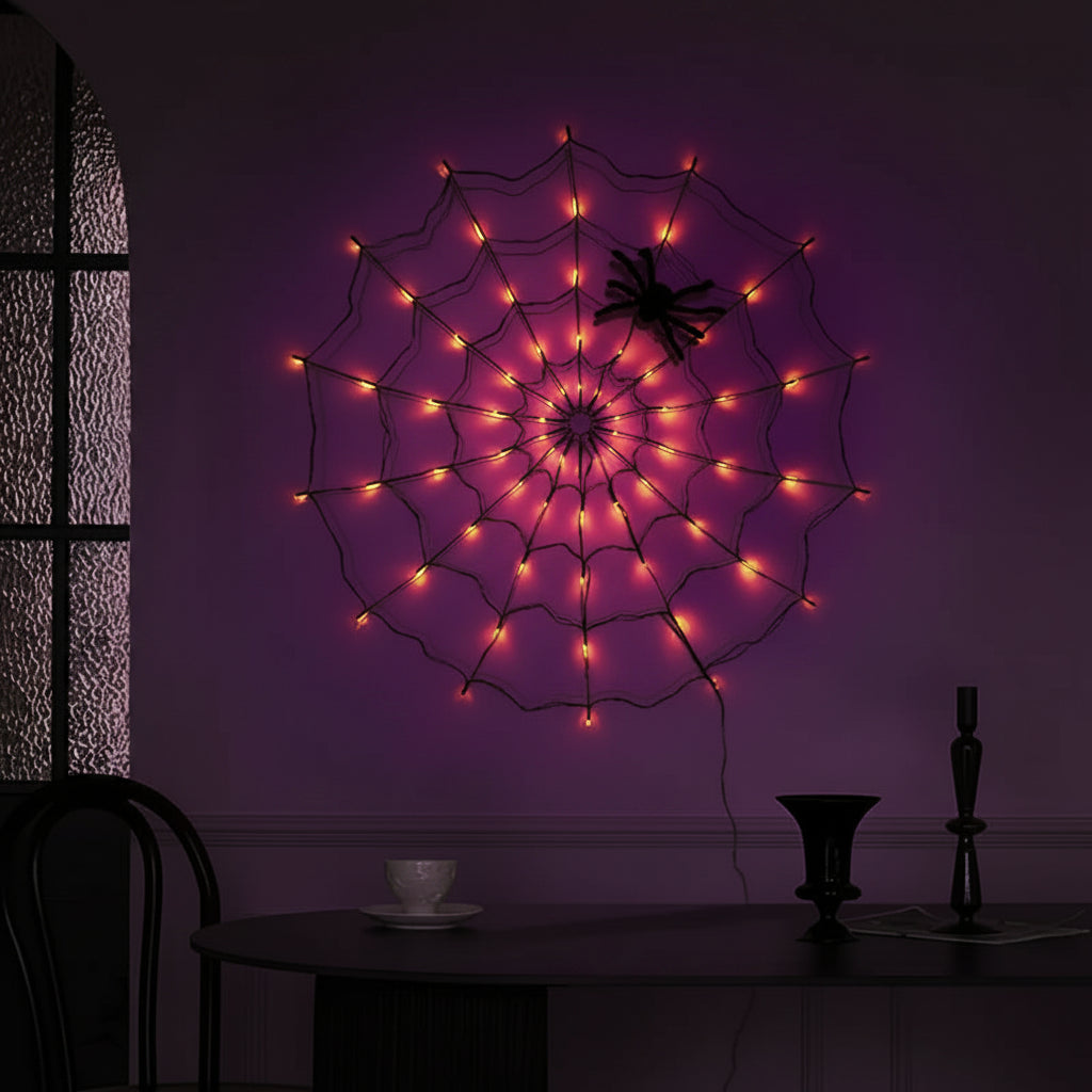 Toile d'Araignée LED Géante Mazzed, effet lumineux allumé la nuit
