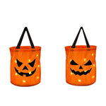 Seau à Bonbons Halloween XXL Lumineux LED - modèle citrouille grimaçante, Mazzed