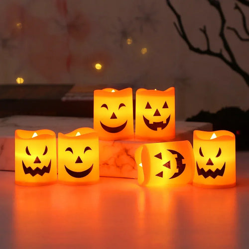 Bougies LED Citrouille & Crâne (Lot de 6)
