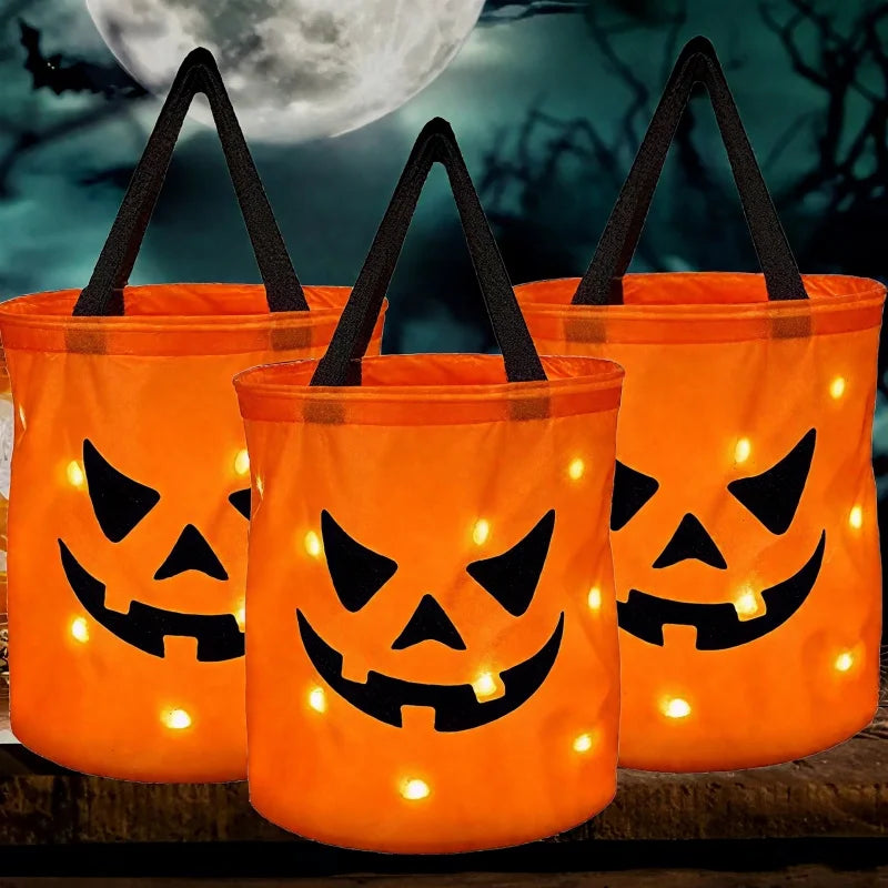 Panier Citrouille Lumineux à Bonbons (Lot de 3)