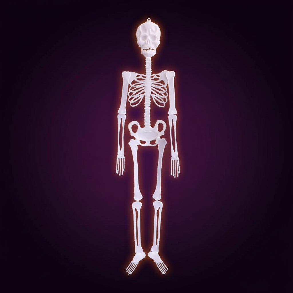 Squelette Phosphorescent — vue sous un autre angle, décoration/accessoire Halloween Mazzed