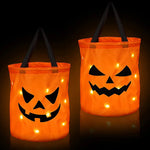 Seau à Bonbons Halloween XXL Lumineux LED - lumière LED allumée, Mazzed