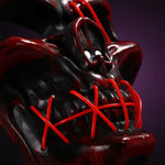 Masque Crâne Squelette Lumineux LED rouge — gros plan sur les fils LED, Halloween Gothique Mazzed