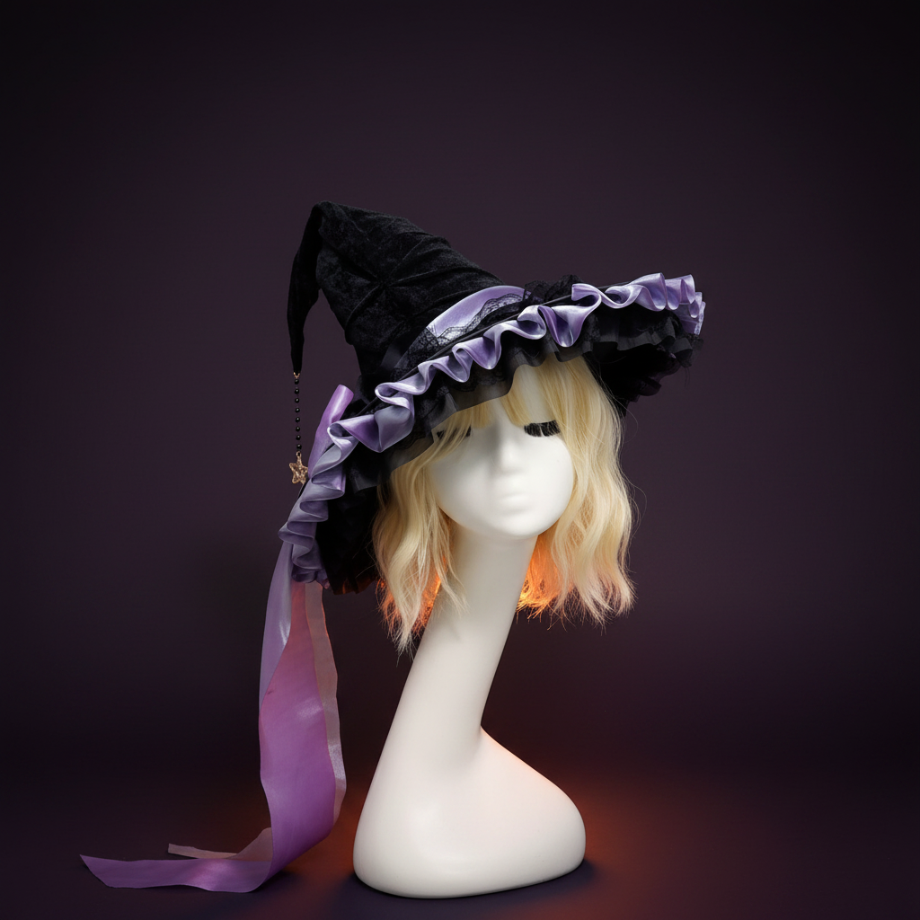 Chapeau de Sorcière sur fond dégradé violet Halloween chic, Mazzed