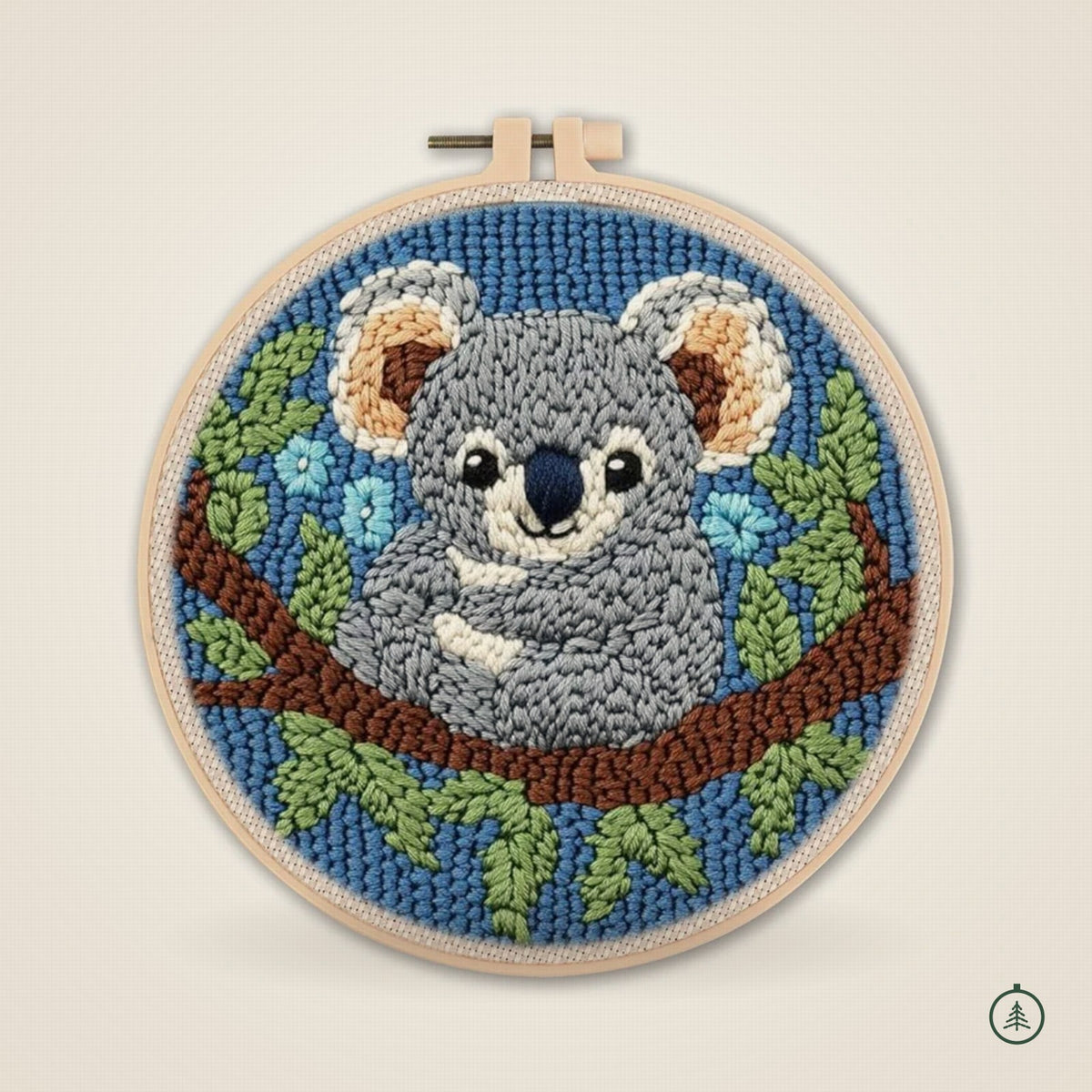 Kit punch needle Koala sur fond bleu