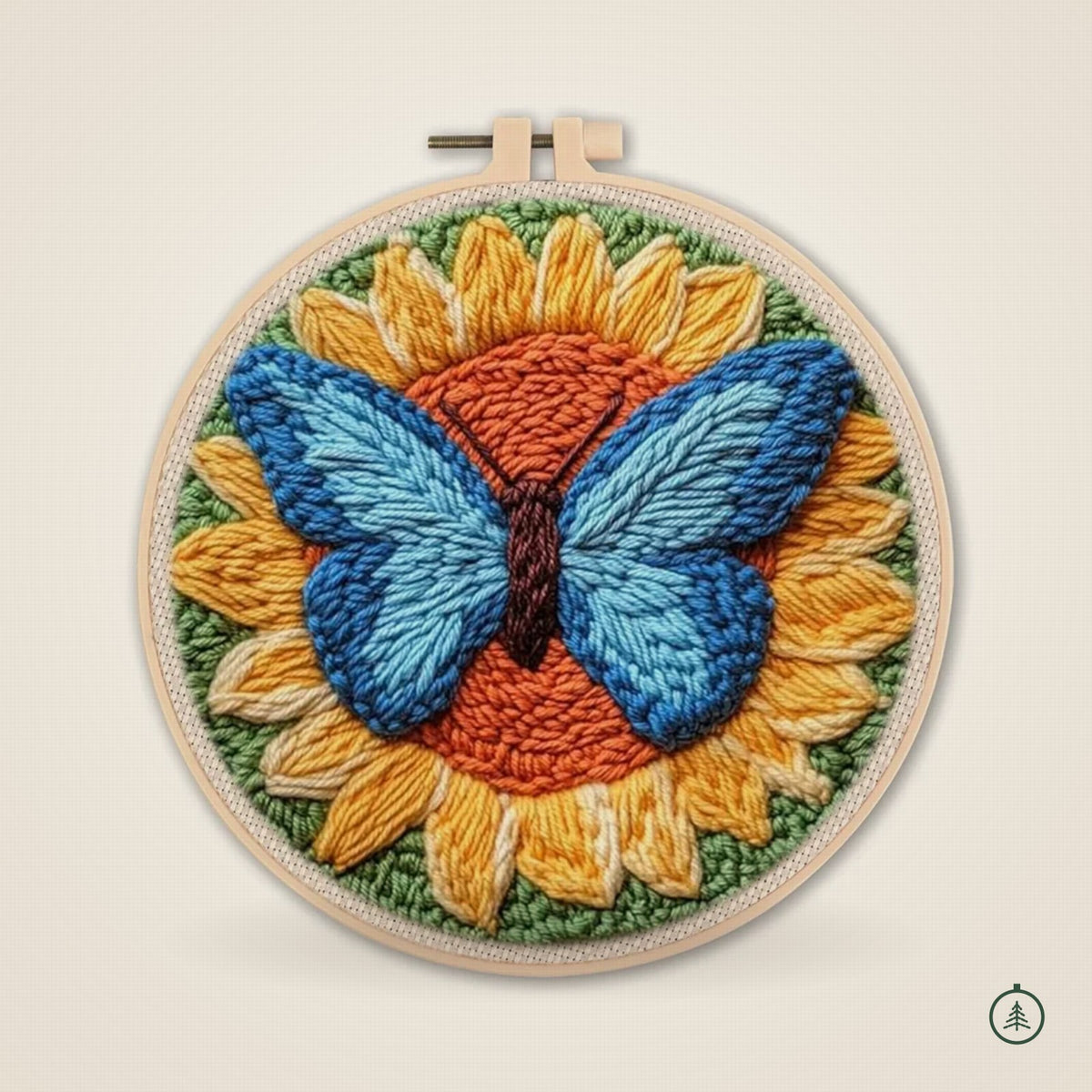 Kit punch needle Papillon bleu sur tournesol