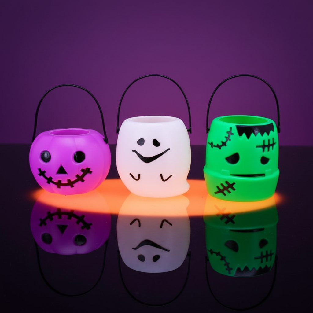 Seaux à Bonbons Halloween sur fond dégradé violet Halloween chic, Mazzed