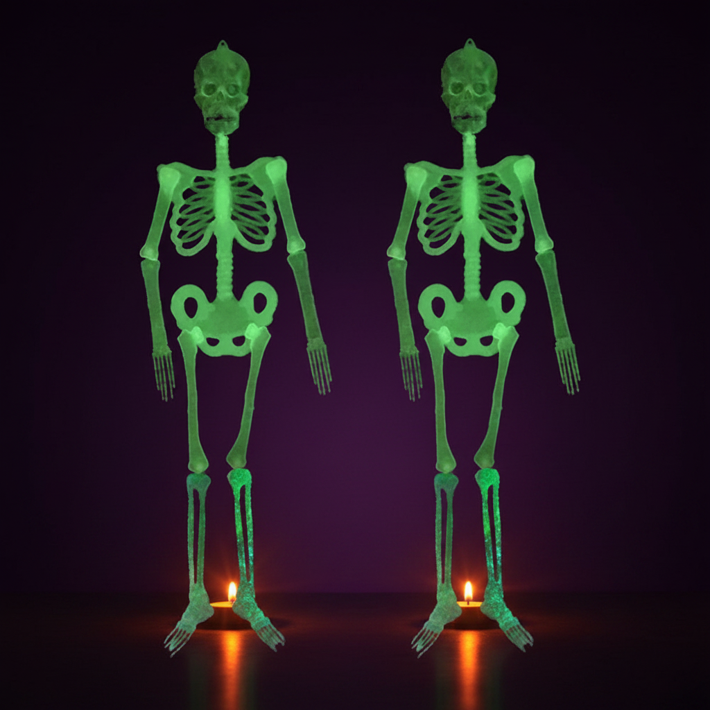 Squelette Phosphorescent sur fond dégradé violet Halloween chic, Mazzed